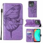 For Infinix Smart 7 X6515 Embossed Butterfly Flip Leather Phone Case(Purple) - 1