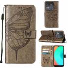 For Infinix Smart 7 X6515 Embossed Butterfly Flip Leather Phone Case(Grey) - 1