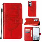 For Tecno Pop 6 Pro Embossed Butterfly Flip Leather Phone Case(Red) - 1