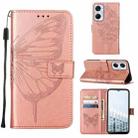 For Tecno Pop 6 Pro Embossed Butterfly Flip Leather Phone Case(Rose Gold) - 1