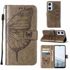 For Tecno Pop 6 Pro Embossed Butterfly Flip Leather Phone Case(Grey) - 1