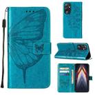 For Tecno Pova 4 LG7N Embossed Butterfly Flip Leather Phone Case(Blue) - 1