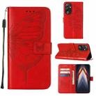 For Tecno Pova 4 LG7N Embossed Butterfly Flip Leather Phone Case(Red) - 1