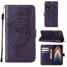For Tecno Pova 4 LG7N Embossed Butterfly Flip Leather Phone Case(Dark Purple) - 1