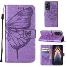 For Tecno Pova 4 LG7N Embossed Butterfly Flip Leather Phone Case(Purple) - 1