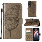 For Tecno Pova 4 LG7N Embossed Butterfly Flip Leather Phone Case(Grey) - 1