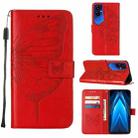 For Tecno Pova 4 Pro LG8N Embossed Butterfly Flip Leather Phone Case(Red) - 1