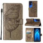 For Tecno Pova 4 Pro LG8N Embossed Butterfly Flip Leather Phone Case(Grey) - 1