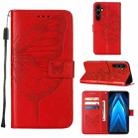 For Tecno Pova Neo 2 LG6N Embossed Butterfly Flip Leather Phone Case(Red) - 1