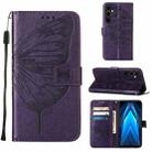 For Tecno Pova Neo 2 LG6N Embossed Butterfly Flip Leather Phone Case(Dark Purple) - 1