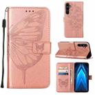 For Tecno Pova Neo 2 LG6N Embossed Butterfly Flip Leather Phone Case(Rose Gold) - 1