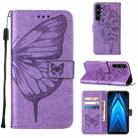 For Tecno Pova Neo 2 LG6N Embossed Butterfly Flip Leather Phone Case(Purple) - 1