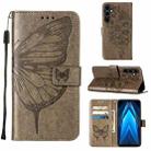 For Tecno Pova Neo 2 LG6N Embossed Butterfly Flip Leather Phone Case(Grey) - 1