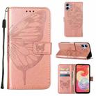 For Samsung Galaxy A04e Embossed Butterfly Flip Leather Phone Case(Rose Gold) - 1