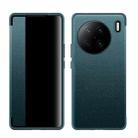 For vivo X90 Magnetic Side Window View Shockproof Horizontal Flip Leather Case(Cyan) - 1