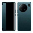 For vivo X90 Pro+ Magnetic Side Window View Shockproof Horizontal Flip Leather Case(Cyan) - 1