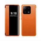 For Xiaomi 13 Pro Magnetic Side Window View Shockproof Horizontal Flip Leather Case(Orange) - 1