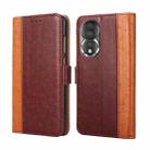 For Honor 80 Ostrich Texture Flip Leather Phone Case(Brown) - 1