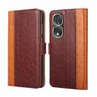 For Honor 80 Pro Ostrich Texture Flip Leather Phone Case(Brown) - 1