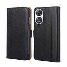 For OPPO A58 5G Ostrich Texture Flip Leather Phone Case(Black) - 1