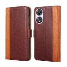 For OPPO A58 5G Ostrich Texture Flip Leather Phone Case(Brown) - 1