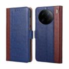 For vivo X90 Pro+ Ostrich Texture Flip Leather Phone Case(Blue) - 1