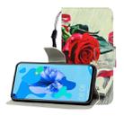 For Huawei Nova 5i / P20 Lite (2019) Colored Drawing Horizontal Flip Leather Case with Holder & Card Slot & Wallet(Red Rose) - 1