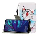 For Huawei Enjoy 9 Colored Drawing Horizontal Flip Leather Case with Holder & Card Slot & Wallet(Red Mouth Cat) - 1