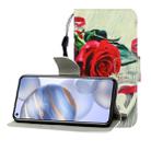 For Huawei Honor 30 Colored Drawing Horizontal Flip Leather Case with Holder & Card Slot & Wallet(Red Rose) - 1