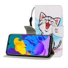 For Huawei Honor Play 4T Pro Colored Drawing Horizontal Flip Leather Case with Holder & Card Slot & Wallet(Red Mouth Cat) - 1