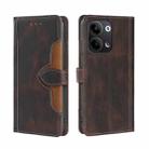 For OPPO Reno9 5G / Reno9 Pro 5G Skin Feel Magnetic Buckle Leather Phone Case(Brown) - 1