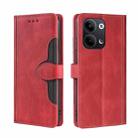 For OPPO Reno9 5G / Reno9 Pro 5G Skin Feel Magnetic Buckle Leather Phone Case(Red) - 1