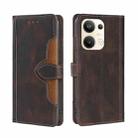 For OPPO Reno9 Pro+ 5G Skin Feel Magnetic Buckle Leather Phone Case(Brown) - 1