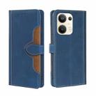 For OPPO Reno9 Pro+ 5G Skin Feel Magnetic Buckle Leather Phone Case(Blue) - 1