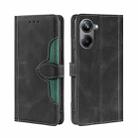 For Realme 10 Pro 5G Skin Feel Magnetic Buckle Leather Phone Case(Black) - 1