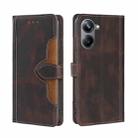 For Realme 10 Pro 5G Skin Feel Magnetic Buckle Leather Phone Case(Brown) - 1