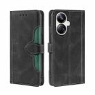 For Realme 10 Pro+ 5G Skin Feel Magnetic Buckle Leather Phone Case(Black) - 1