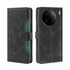 For vivo X90 Pro 5G Skin Feel Magnetic Buckle Leather Phone Case(Black) - 1