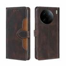 For vivo X90 Pro 5G Skin Feel Magnetic Buckle Leather Phone Case(Brown) - 1