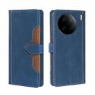 For vivo X90 Pro 5G Skin Feel Magnetic Buckle Leather Phone Case(Blue) - 1