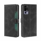 For TCL 40R 5G Skin Feel Magnetic Buckle Leather Phone Case(Black) - 1