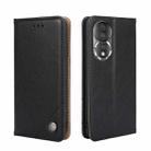 For Honor 80 Non-Magnetic Retro Texture Flip Leather Phone Case(Black) - 1