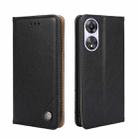 For OPPO A58 5G Non-Magnetic Retro Texture Flip Leather Phone Case(Black) - 1