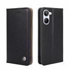 For Realme 10 4G Non-Magnetic Retro Texture Flip Leather Phone Case(Black) - 1
