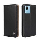 For Realme C30s Non-Magnetic Retro Texture Flip Leather Phone Case(Black) - 1