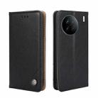 For vivo X90 Non-Magnetic Retro Texture Flip Leather Phone Case(Black) - 1