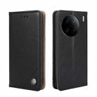 For vivo X90 Pro+ Non-Magnetic Retro Texture Flip Leather Phone Case(Black) - 1