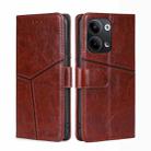 For OPPO Reno9 5G / Reno9 Pro 5G Geometric Stitching Horizontal Flip Leather Phone Case(Dark Brown) - 1