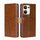 For OPPO Reno9 Pro+ 5G Geometric Stitching Horizontal Flip Leather Phone Case(Light Brown) - 1