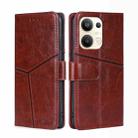 For OPPO Reno9 Pro+ 5G Geometric Stitching Horizontal Flip Leather Phone Case(Dark Brown) - 1